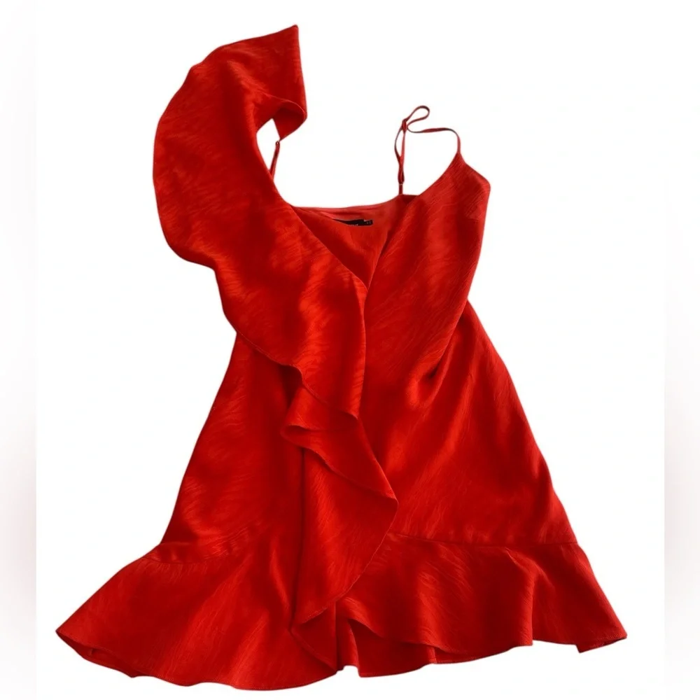 House Of Harlow x Revolve Georgeta Printed Mini Dress in Bright Coral - Picture 11 of 14